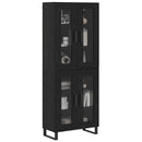 Highboard 2 pcs Sort eg Ingeniørtræ og glas