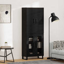 Highboard 2 pcs Sort eg 69,5 x 34 x 180 cm Ingeniørtræ og glas