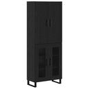 Highboard 2 pcs Sort eg 69,5 x 34 x 180 cm Ingeniørtræ og glas