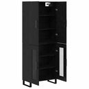 Highboard 2 pcs Sort eg 69,5 x 34 x 180 cm Ingeniørtræ og glas