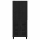 Highboard 2 pcs Sort eg 69,5 x 34 x 180 cm Ingeniørtræ og glas