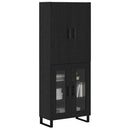 Highboard 2 pcs Sort eg 69,5 x 34 x 180 cm Ingeniørtræ og glas