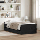 Sengestel med skuffe Sort eg 90 x 190 cm Massiv fyrretræ