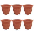 Rund Blomsterpotte 6 pcs Mursten Rød Ø 22 x 18 cm Plastik