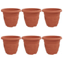 Rund Blomsterpotte 6 pcs Mursten Rød Ø 30 x 25 cm Plastik