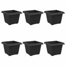Firkantet Blomsterkrukke 6 pcs Sort 23 x 23 x 17,5 cm Plastik