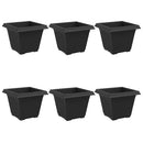 Firkantet Blomsterkrukke 6 pcs Sort 38 x 38 x 30 cm Plastik