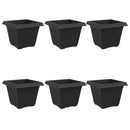 Firkantet Blomsterkrukke 6 pcs Sort 43 x 43 x 33,5 cm Plastik