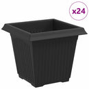 Firkantet Blomsterkrukke 24 pcs Sort 16 x 16 x 14 cm Plastik