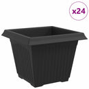 Firkantet Blomsterkrukke 24 pcs Sort 28,5 x 28,5 x 22 cm