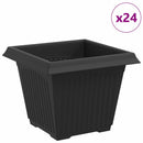 Firkantet Blomsterkrukke 24 pcs Sort 33 x 33 x 26 cm Plastik