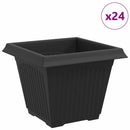 Firkantet Blomsterkrukke 24 pcs Sort 38 x 38 x 30 cm Plastik