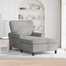 Chaise Lounge med pude Lysegrå 91 x 157 x 91 cm Fløjl
