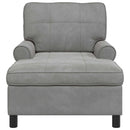 Chaise Lounge med pude Lysegrå 91 x 157 x 91 cm Fløjl