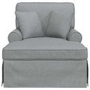 Chaise lounge med volant med pude med pude 3 pcs Lysegrå Stof