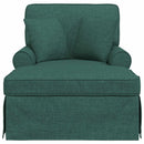 Chaise lounge med volant med pude med pude 3 pcs Mørkegrøn Stof