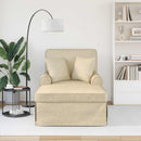 Chaise lounge med volant med pude med pude 3 pcs Creme Stof