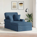 Chaise lounge med volant med pude med pude 3 pcs Blå Stof