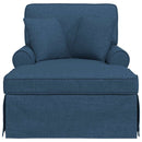 Chaise lounge med volant med pude med pude 3 pcs Blå Stof