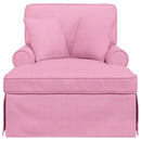 Chaise lounge med volant med pude med pude 3 pcs Lyserød Stof