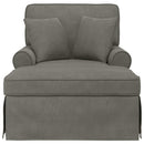 Chaise lounge med volant med pude 3 pcs Lysegrå Velourstof