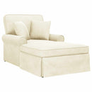 Chaise lounge med volant med pude 3 pcs Creme Velourstof