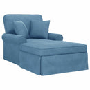 Chaise lounge med volant med pude med pude 3 pcs Blå Velourstof