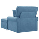 Chaise lounge med volant med pude med pude 3 pcs Blå Velourstof