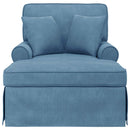 Chaise lounge med volant med pude med pude 3 pcs Blå Velourstof