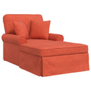 Chaise lounge med volant med pude 3 pcs Rød orange Velourstof