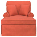 Chaise lounge med volant med pude 3 pcs Rød orange Velourstof