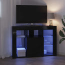 Hjørne LED TV Skab 100x40x68cm Sort Konstrueret træ