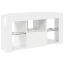 Hjørne LED TV Skab 100 x 40 x 50 cm Højglans Hvid