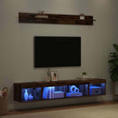 Tv vægskab sæt med LED 5 pcs Gammelt træ Konstrueret træ