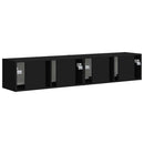 TV vægskab 2 pcs Sort 78,5 x 31 x 29,5 cm Konstrueret træ