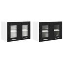 Hængeskab med dør 2 pcs Sort eg 60 x 31 x 40 cm Konstrueret træ