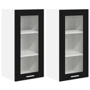 Hængeskab med dør 2 pcs Sort eg 40 x 31 x 80 cm Konstrueret træ