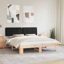 Sengestel med Polstret Hovedgavl Sort 200 x 200 cm
