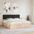 Sengestel med Polstret Hovedgavl Sort 200 x 200 cm
