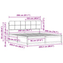 Sengestel med Polstret Hovedgavl Sort 200 x 200 cm