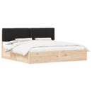 Sengestel med Polstret Hovedgavl Sort 200 x 200 cm