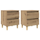Sengeskabe 2 pcs Artisan Egetræ 40 x 35 x 50 cm Konstrueret træ
