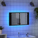 Badeværelsesspejlskab Sort eg 80 x 12 x 45 cm Konstrueret træ