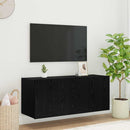 TV vægskab med LED Sort eg 100 x 35 x 41 cm Konstrueret træ