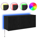 TV vægskab med LED Sort eg 100 x 35 x 41 cm Konstrueret træ
