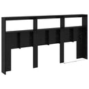 Hovedgærde med hylde Sort eg 200 x 17 x 102 cm Konstrueret træ