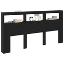 Hovedgærde med hylde Sort eg 200 x 17 x 102 cm Konstrueret træ