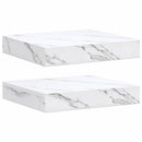 Væghylde 2 pcs Hvid marmor 23 x 23,5 x 4 cm Konstrueret træ