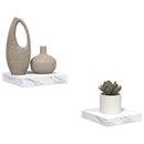 Væghylde 2 pcs Hvid marmor 23 x 23,5 x 4 cm Konstrueret træ
