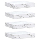 Væghylde 4 pcs Hvid marmor 23 x 23,5 x 4 cm Konstrueret træ